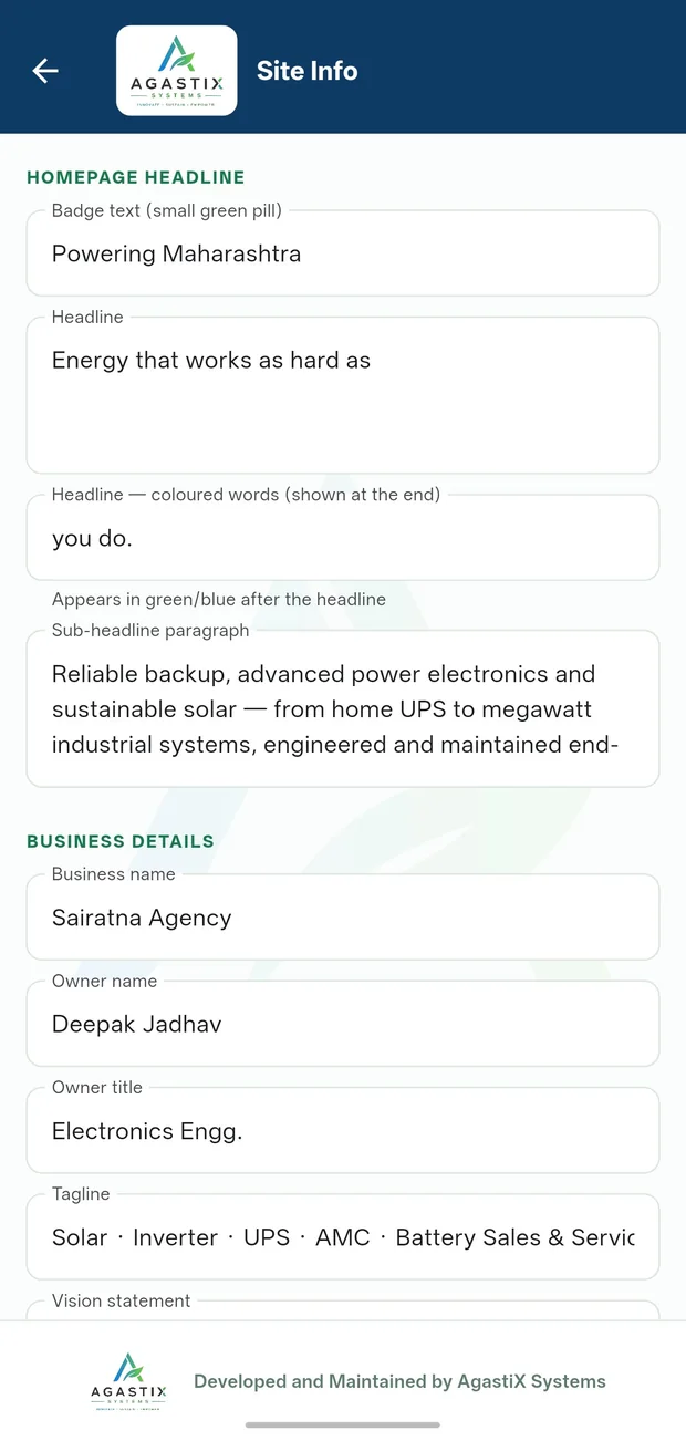 Homepage headline and copy