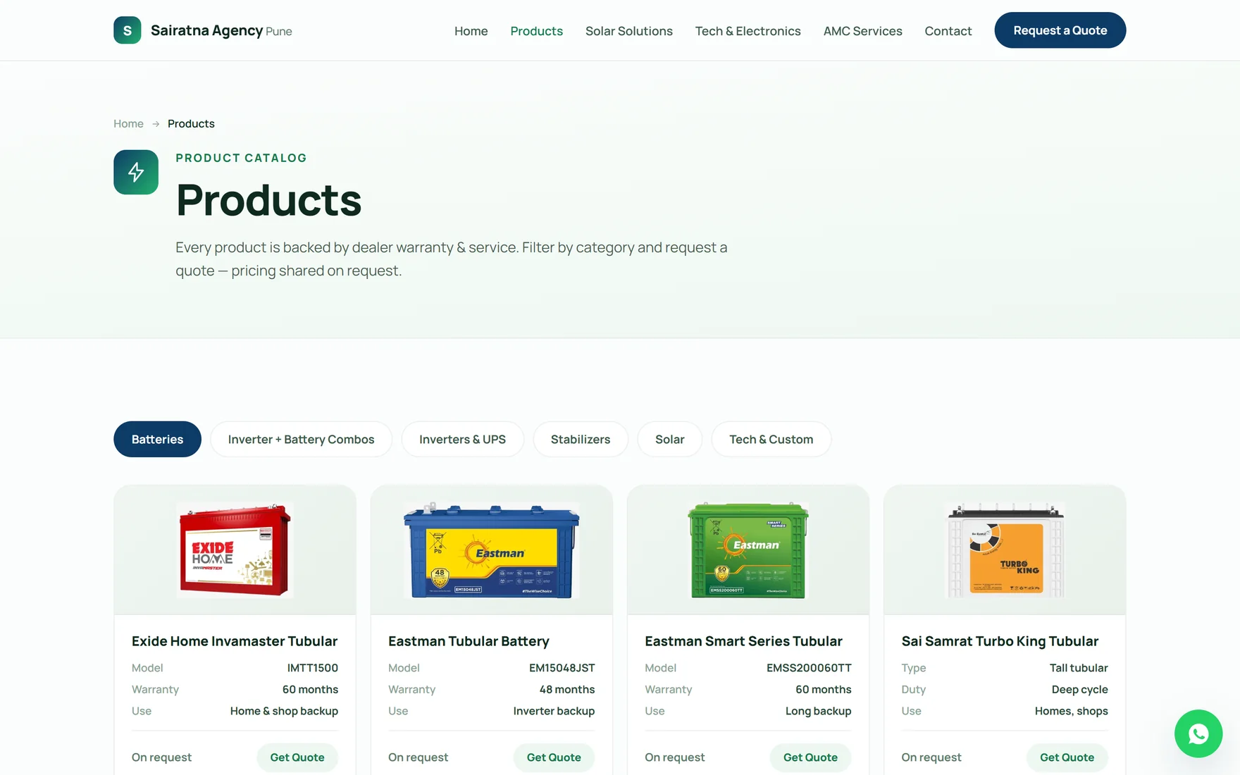 Catalogue, filtered by category